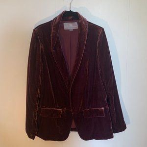 Maroon Velour Unstructured Blazer